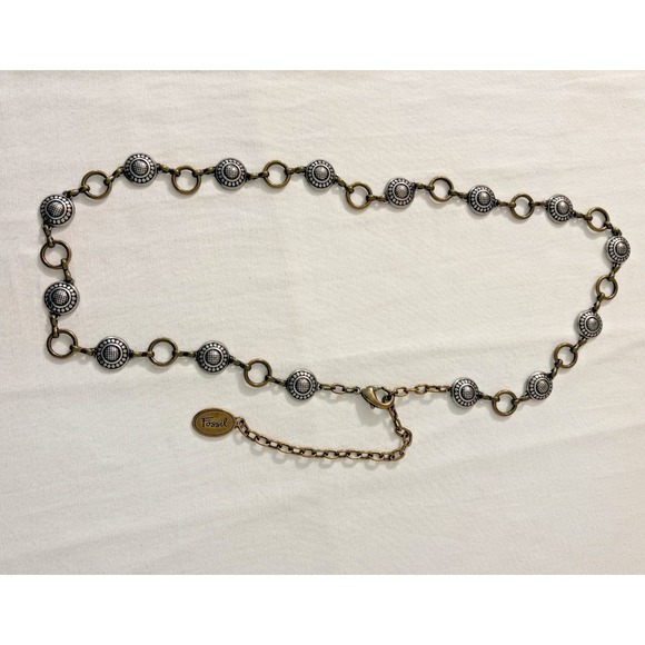 Fossil Accessories - Fossil Silvertone Brasstone Chain Metal Belt Medallion Extender 36 up 42 inches
